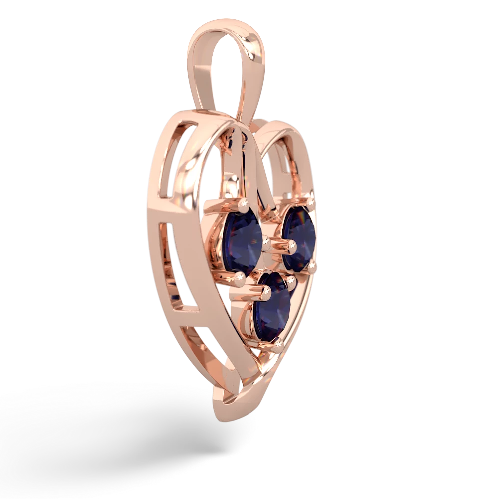 Lab Sapphire Glowing Heart 14K Rose Gold pendant P2233