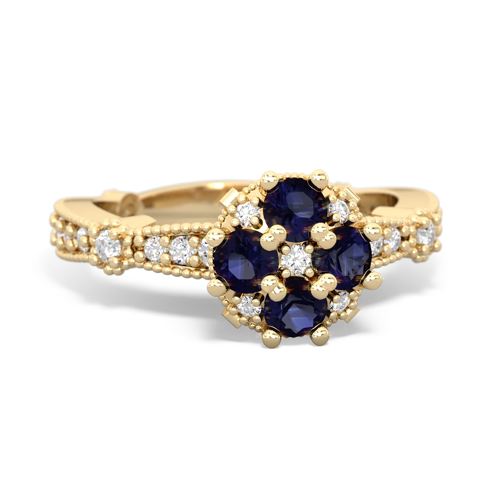 Sapphire Sparkling Tiara Cluster 14K Yellow Gold ring R26293RD