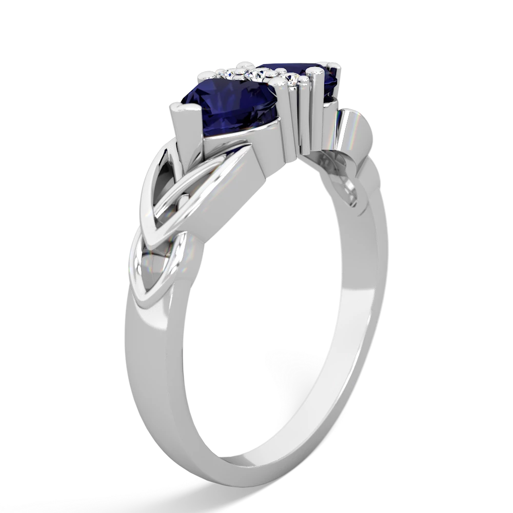 Sapphire Celtic Knot Double Heart 14K White Gold ring R5040