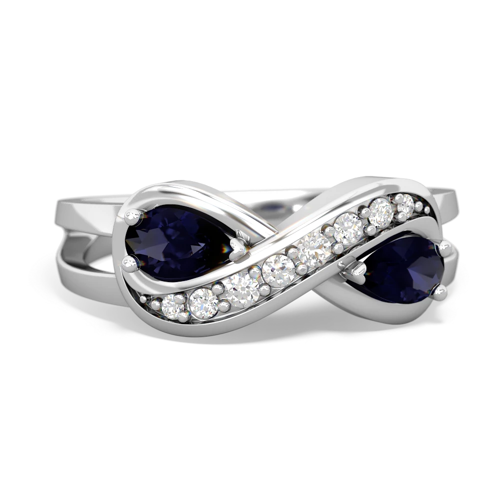 Sapphire Diamond Infinity 14K White Gold ring R5390