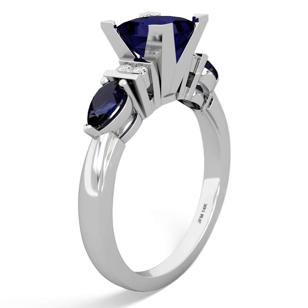 Lab Sapphire 6Mm Princess Eternal Embrace Engagement 14K White Gold ring C2002