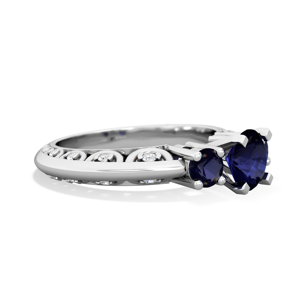 Sapphire Art Deco Eternal Embrace Engagement 14K White Gold ring C2003