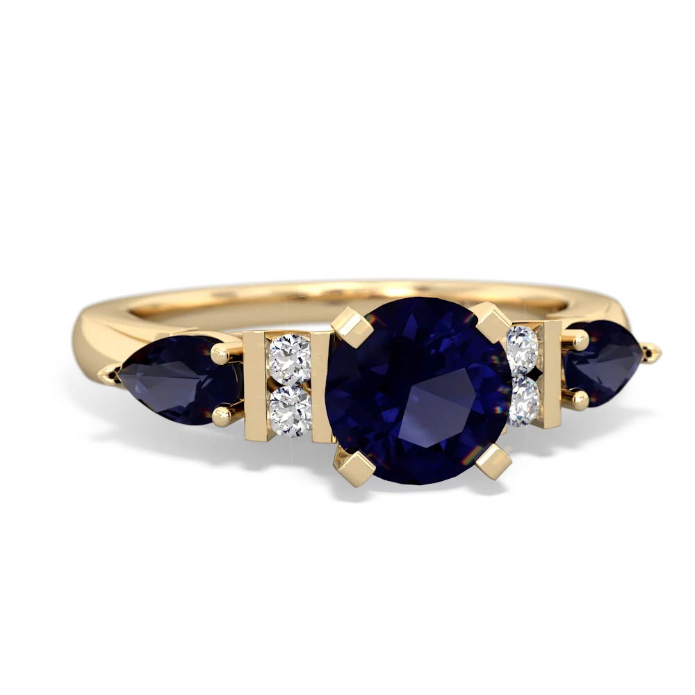 Sapphire 6Mm Round Eternal Embrace Engagement 14K Yellow Gold ring R2005