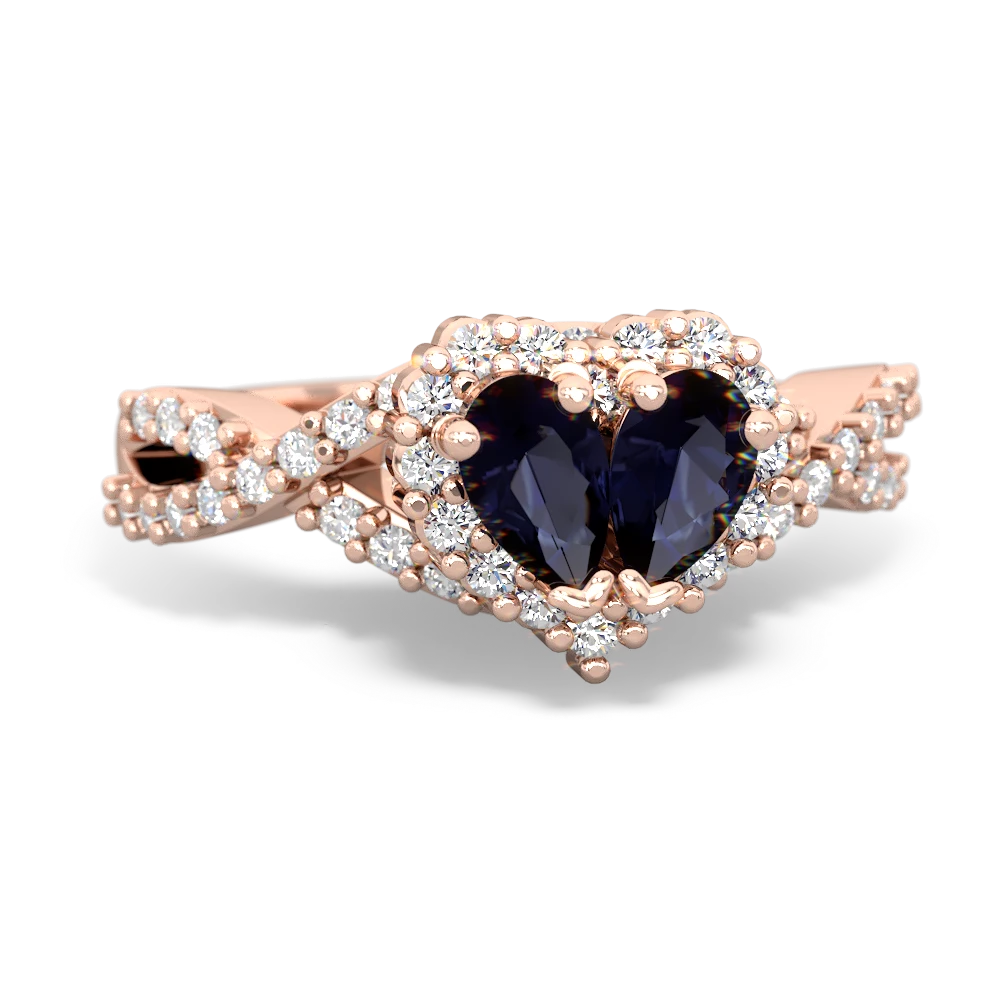 Sapphire Diamond Twist 'One Heart' 14K Rose Gold ring R2640HRT