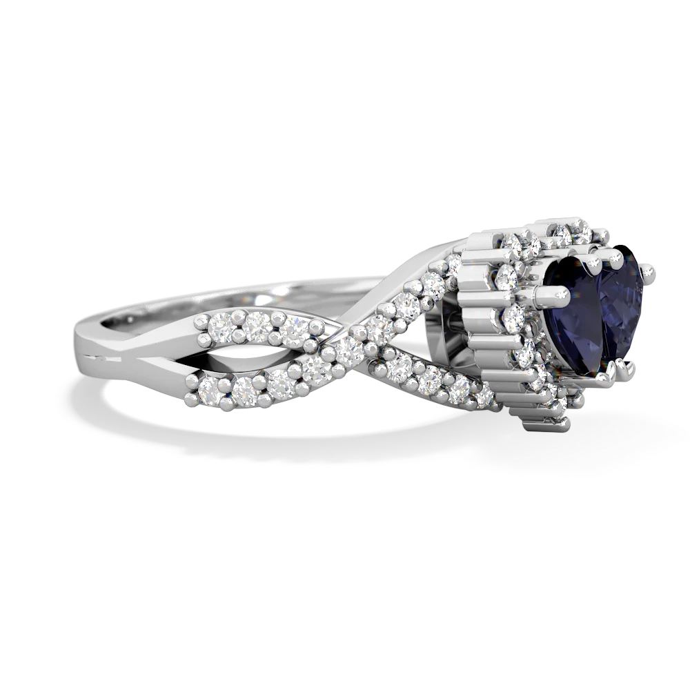 Sapphire Diamond Twist 'One Heart' 14K White Gold ring R2640HRT