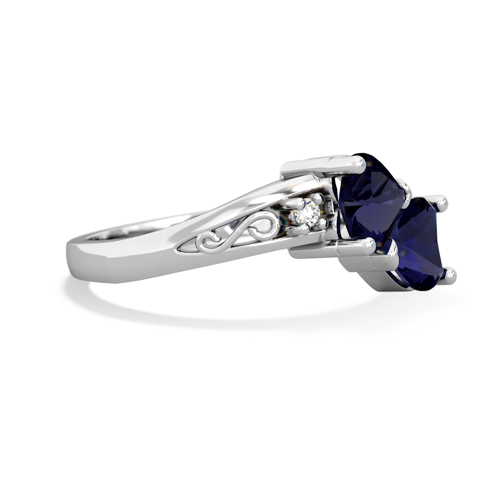 Sapphire Snuggling Hearts 14K White Gold ring R2178