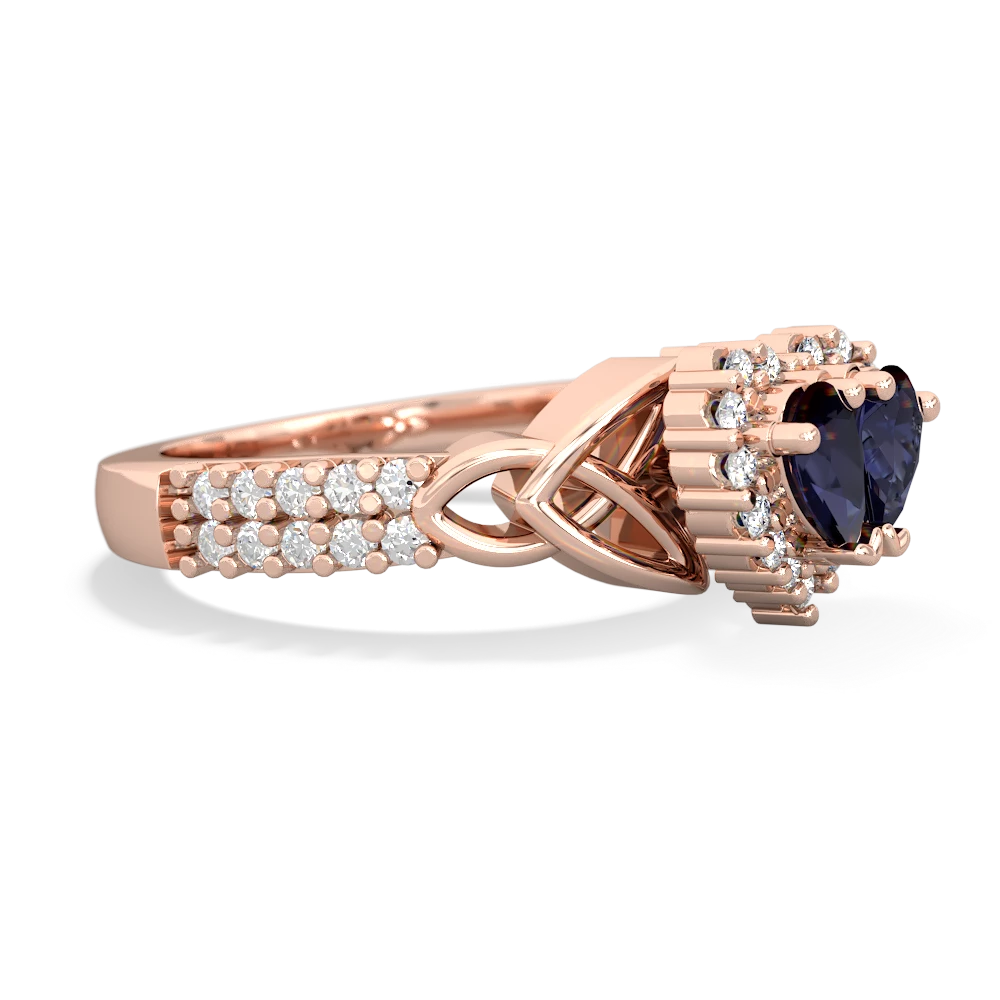 Sapphire Celtic Knot Two Hearts As One 14K Rose Gold ring R2644HRT