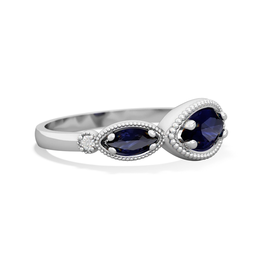 Sapphire Milgrain Marquise 14K White Gold ring R5700