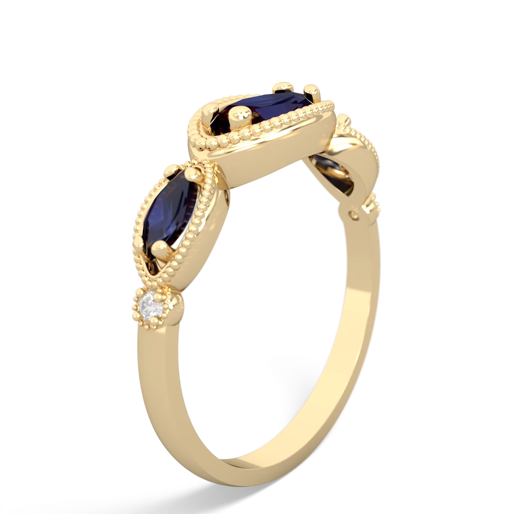 Lab Sapphire Milgrain Marquise 14K Yellow Gold ring R5700