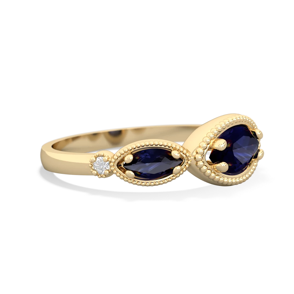 Lab Sapphire Milgrain Marquise 14K Yellow Gold ring R5700