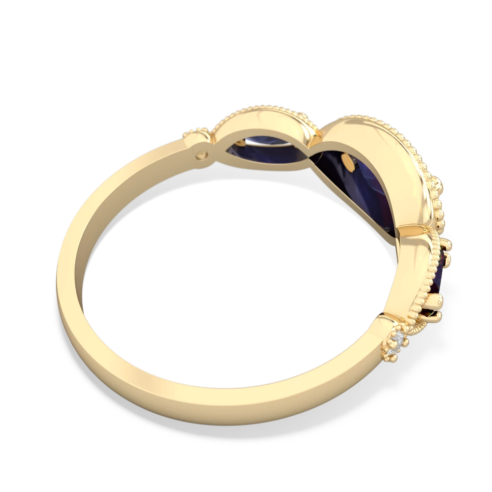 Lab Sapphire Milgrain Marquise 14K Yellow Gold ring R5700