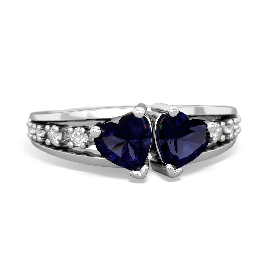 Sapphire Heart To Heart 14K White Gold ring R3342