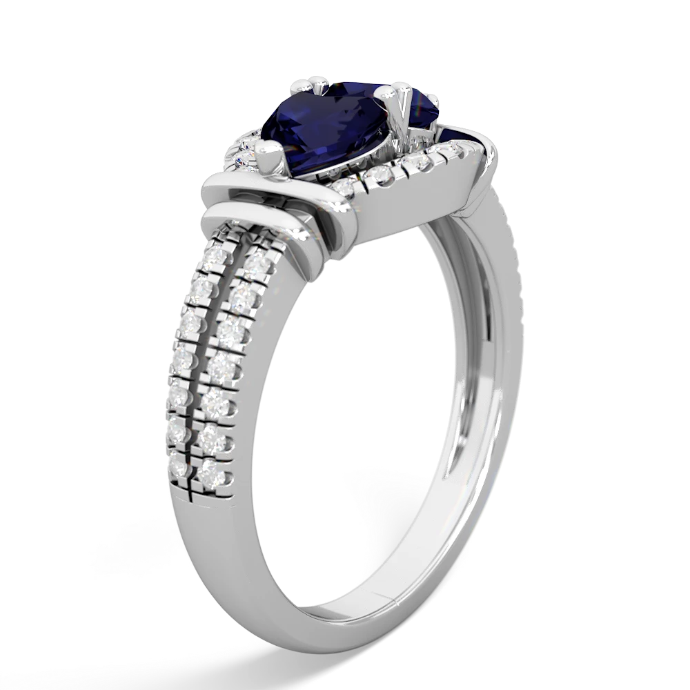 Sapphire Art-Deco Keepsake 14K White Gold ring R5630