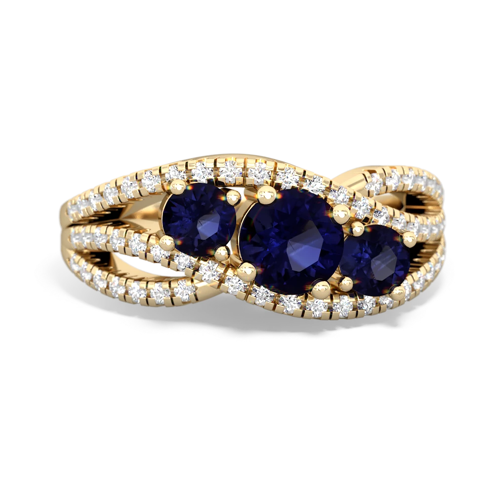 Lab Sapphire Three Stone Aurora 14K Yellow Gold ring R3080