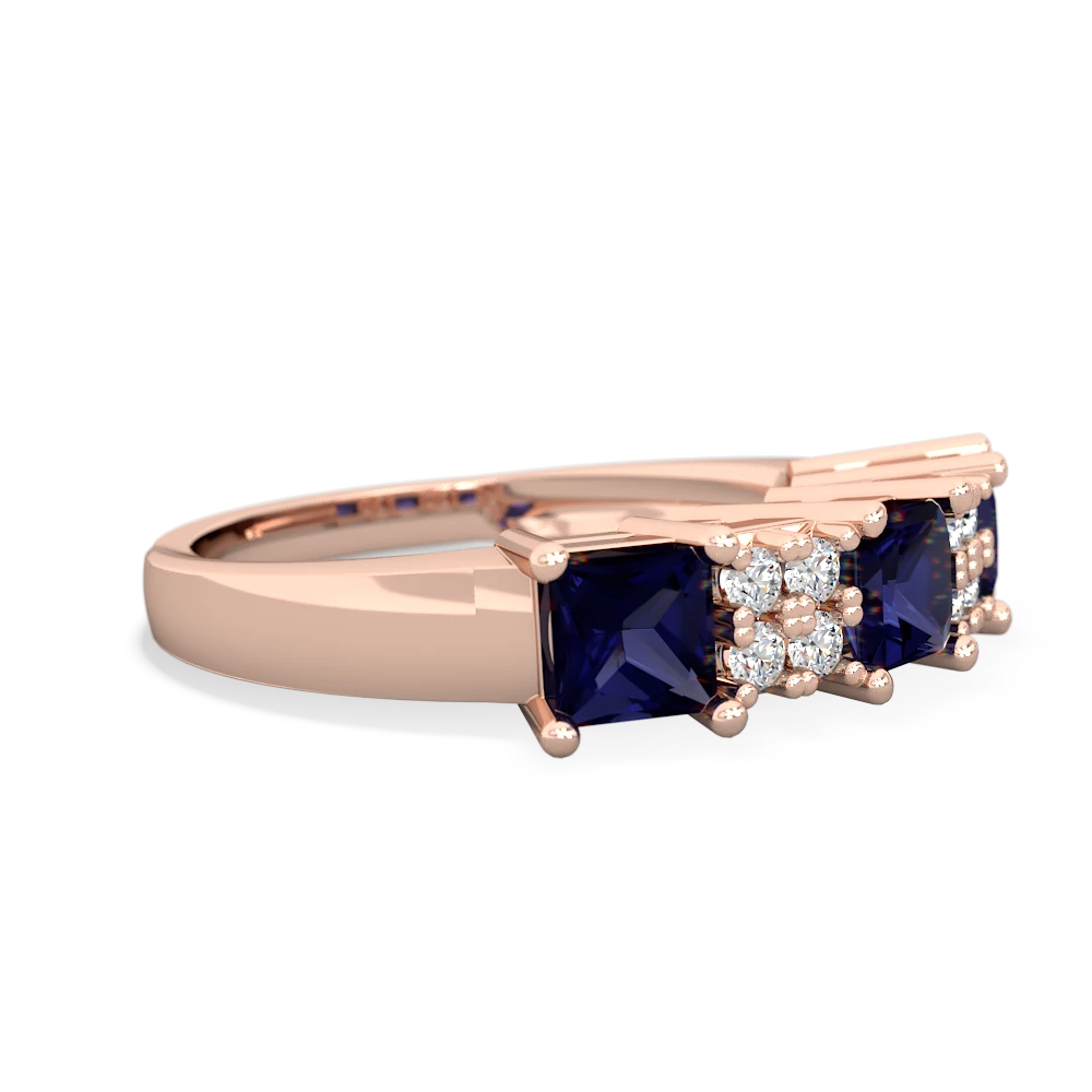 Tanzanite Three Stone Diamond Cluster 14K Rose Gold ring R2592