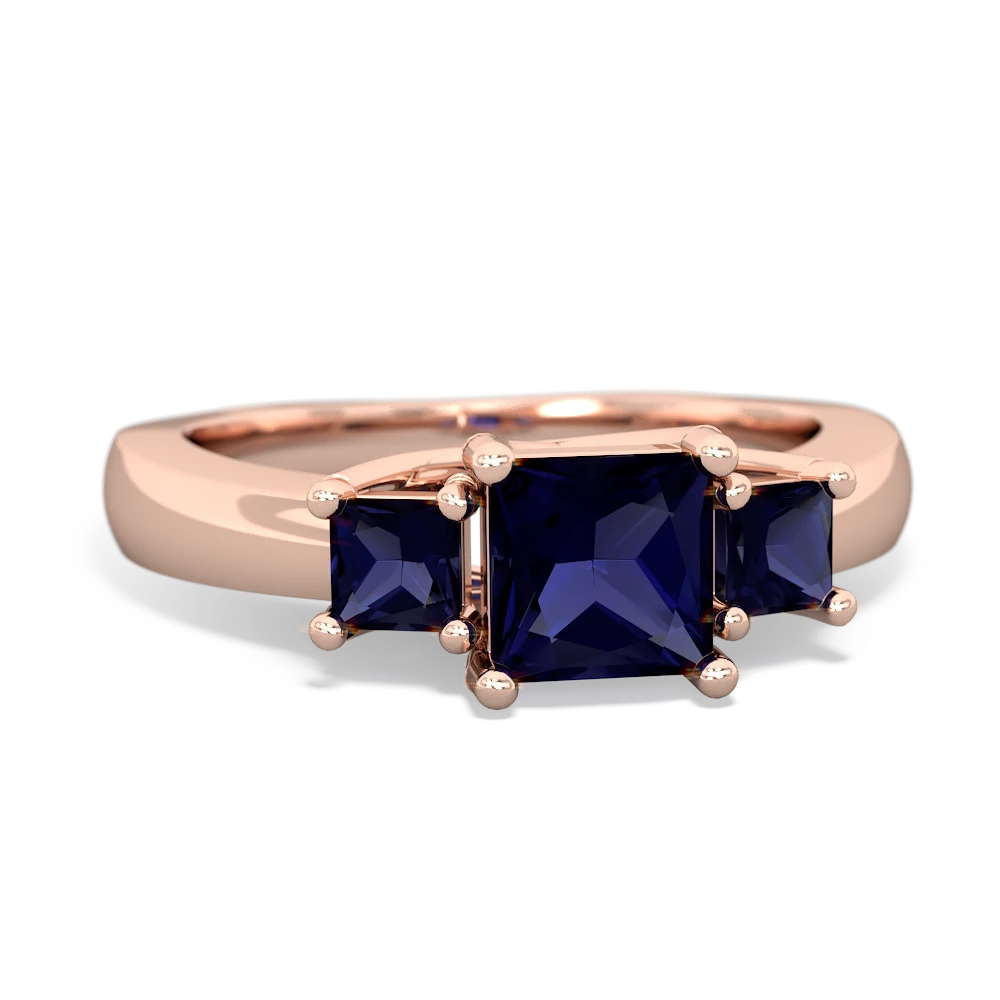 Lab Pink Sapphire Three Stone Trellis 14K Rose Gold ring R4015