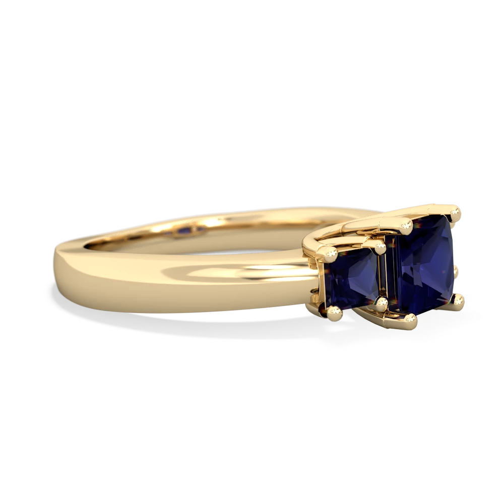 Tanzanite Three Stone Trellis 14K Yellow Gold ring R4015