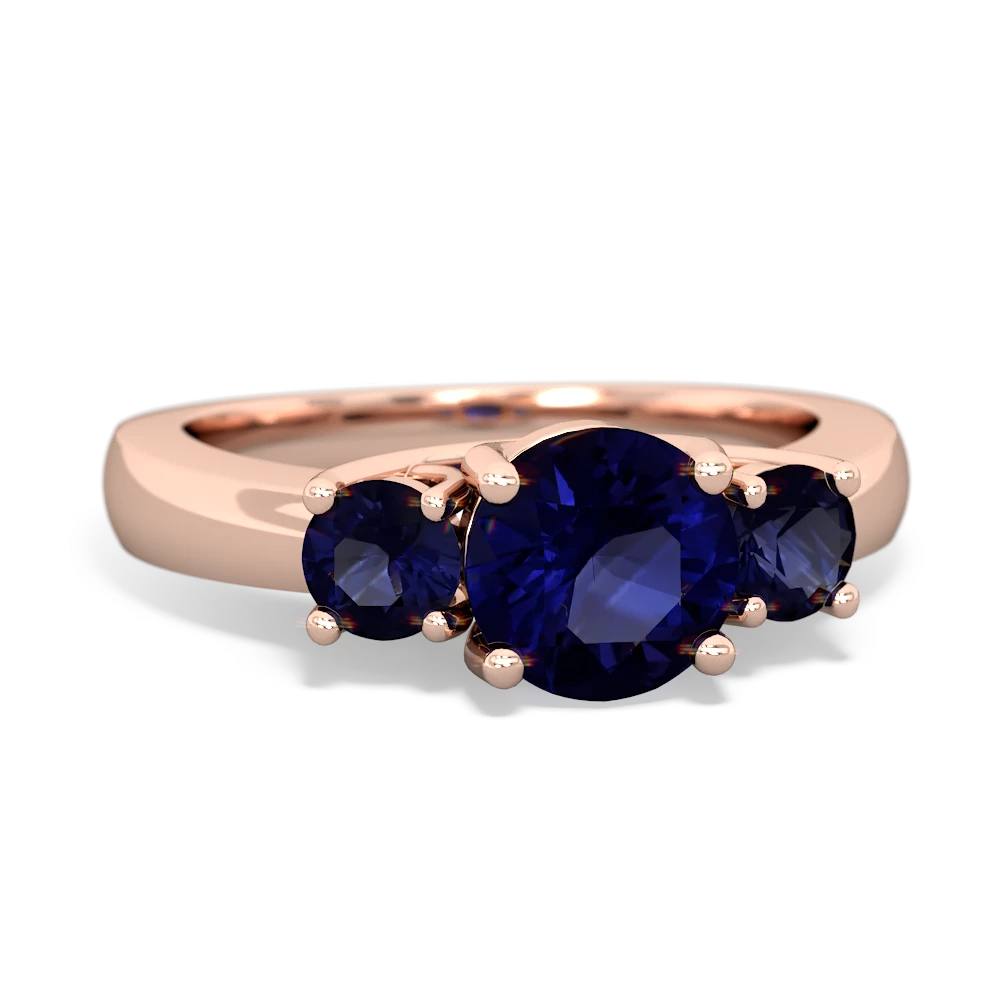 London Topaz Three Stone Round Trellis 14K Rose Gold ring R4018