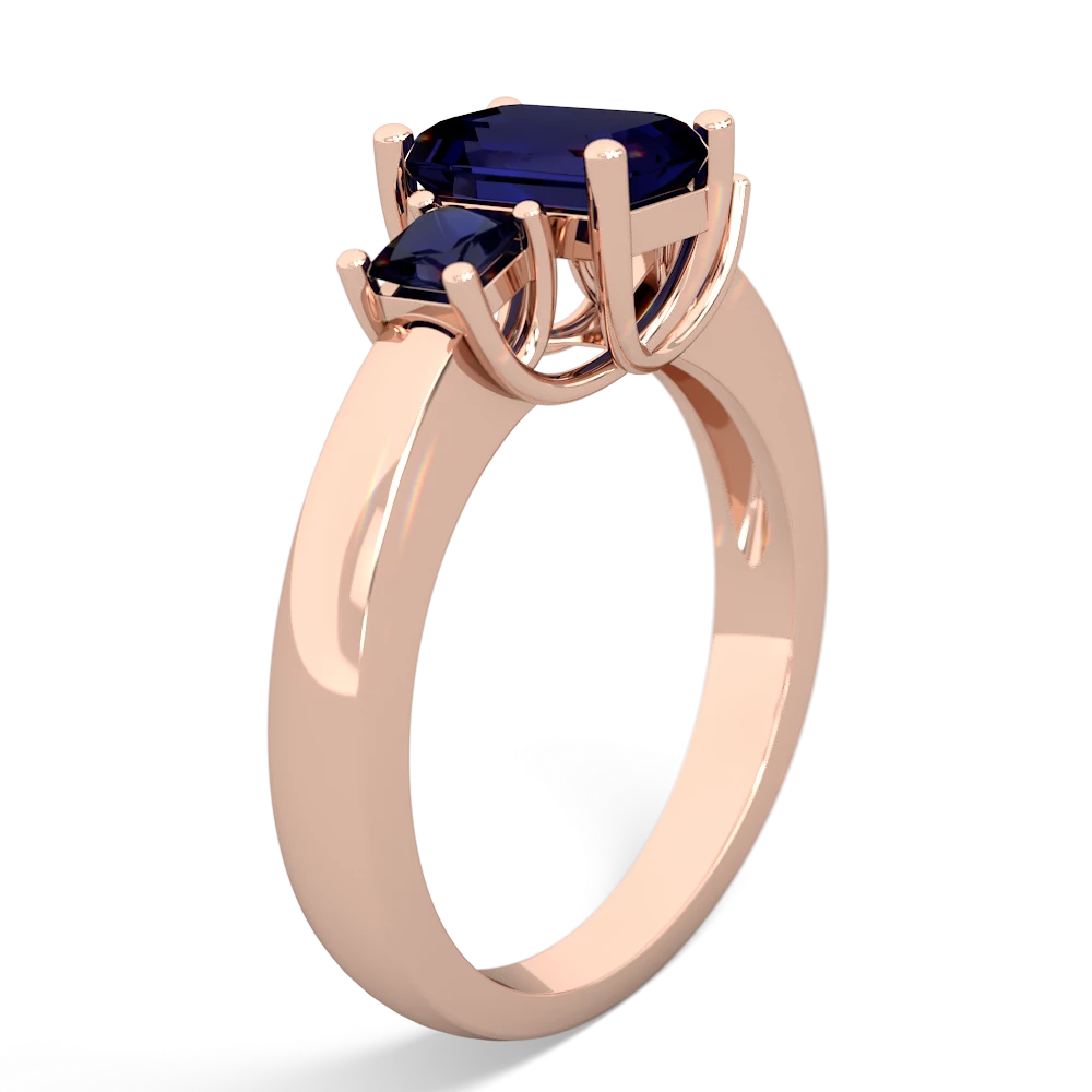 Amethyst Three Stone Emerald-Cut Trellis 14K Rose Gold ring R4021