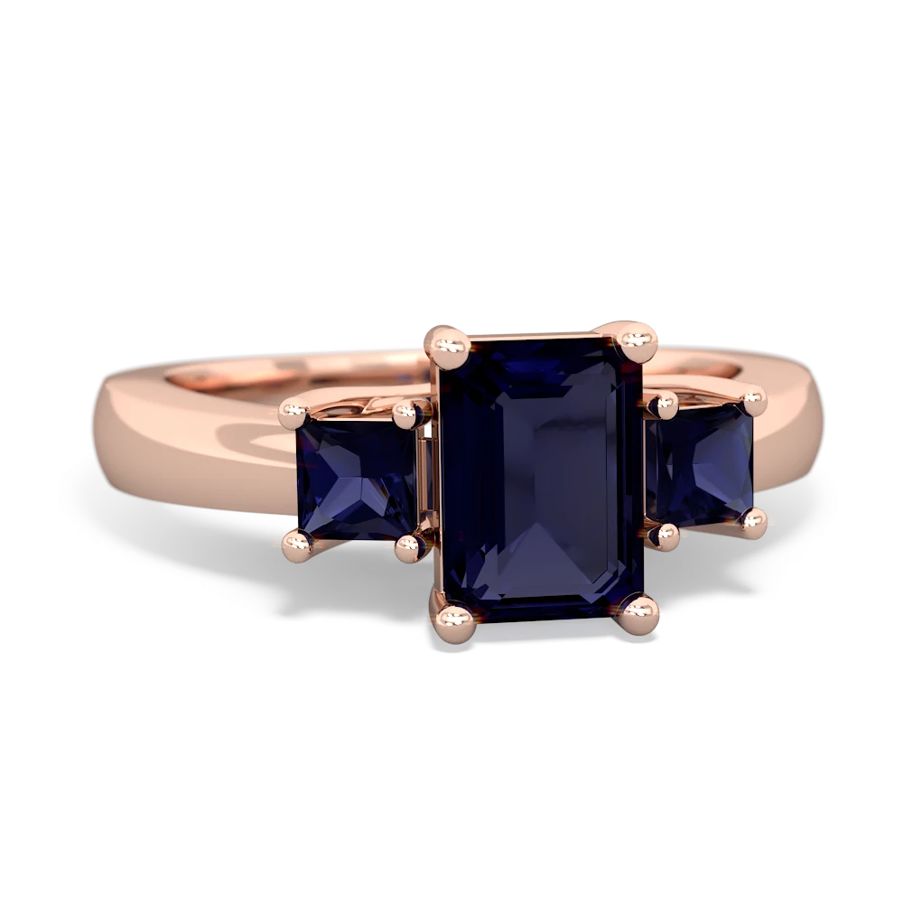 Alexandrite Three Stone Emerald-Cut Trellis 14K Rose Gold ring R4021