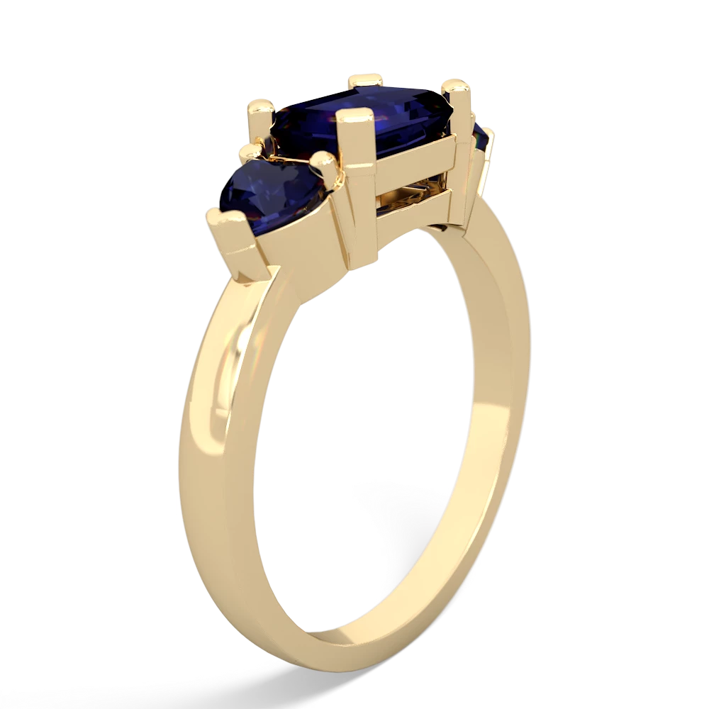 Lab Sapphire Three Stone 14K Yellow Gold ring R5235