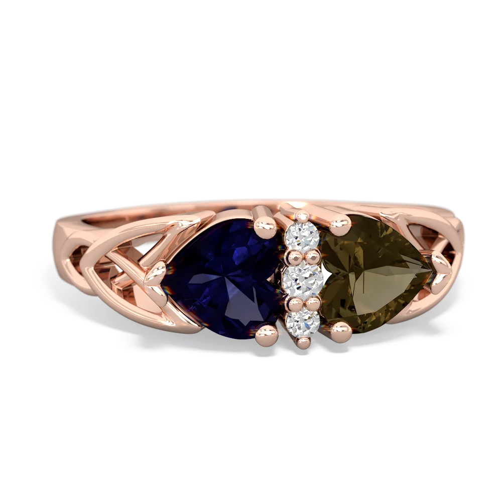 Sapphire Celtic Knot Double Heart 14K Rose Gold ring R5040