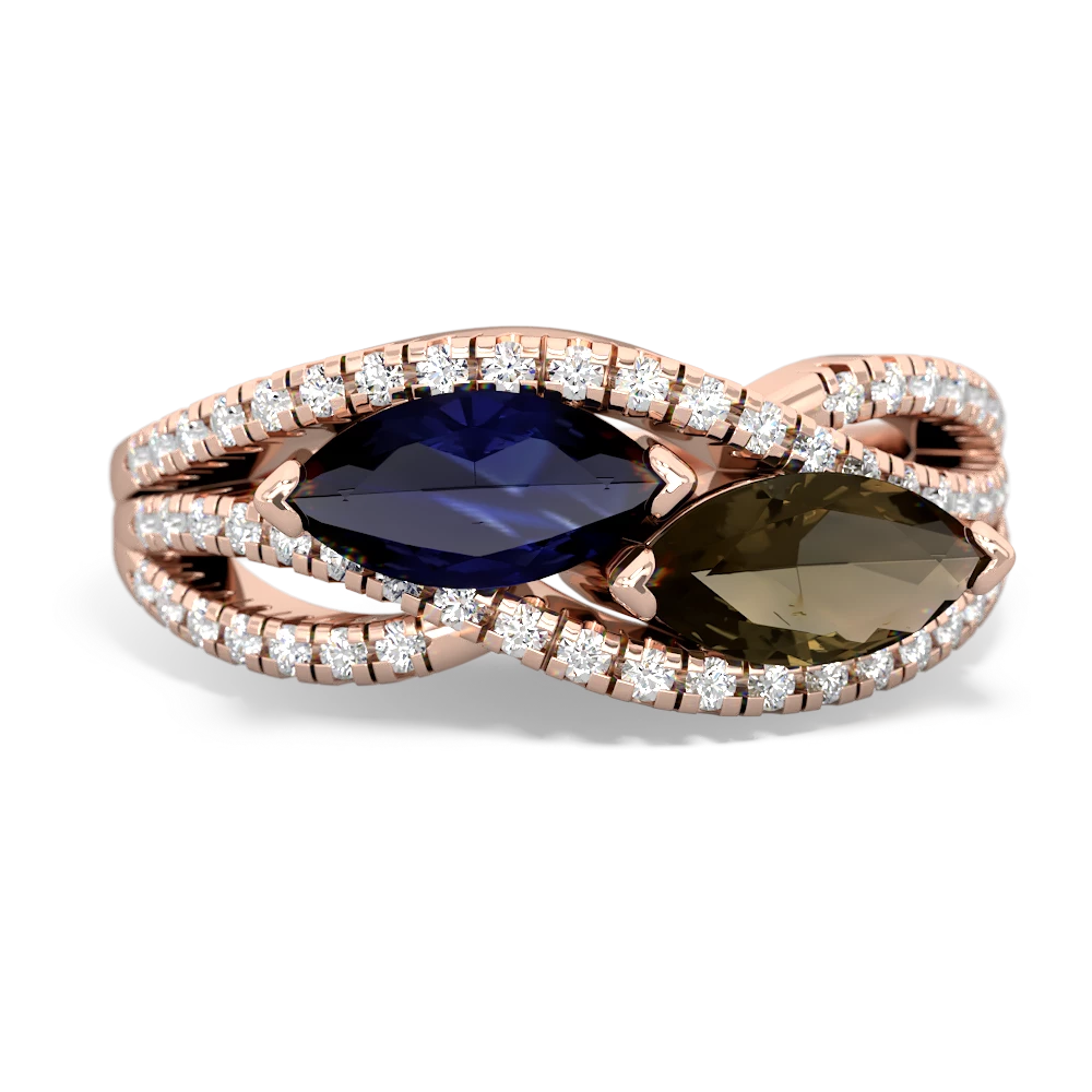 Sapphire Diamond Rivers 14K Rose Gold ring R3070