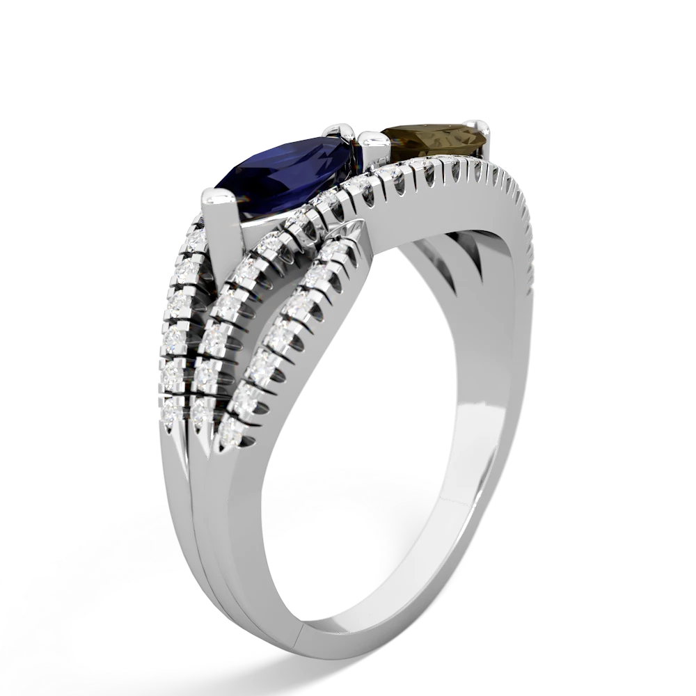 Sapphire Diamond Rivers 14K White Gold ring R3070