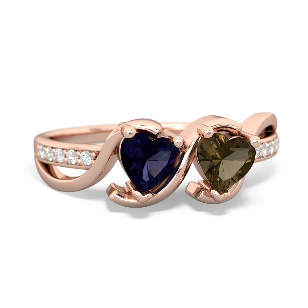 Sapphire Side By Side 14K Rose Gold ring R3090