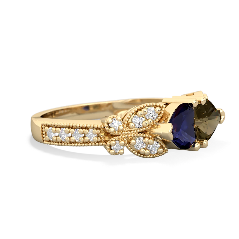 Sapphire Diamond Butterflies 14K Yellow Gold ring R5601