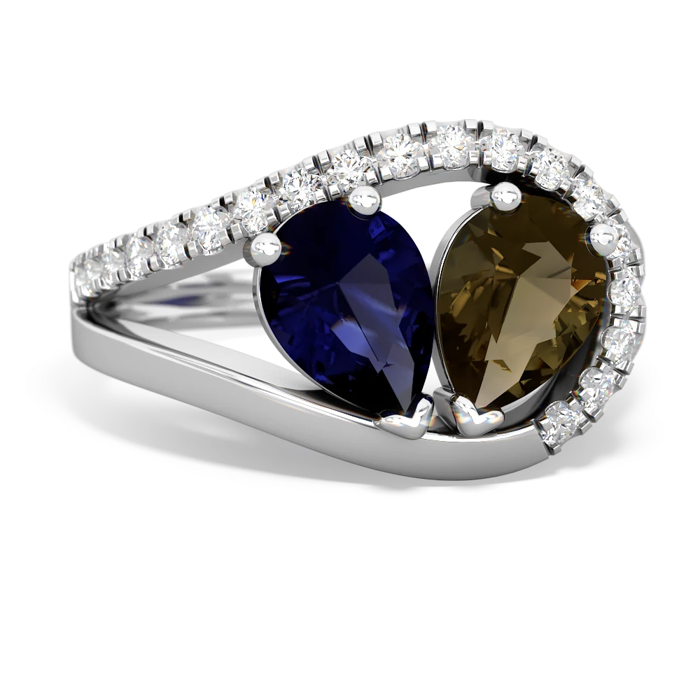 Sapphire Nestled Heart Keepsake 14K White Gold ring R5650