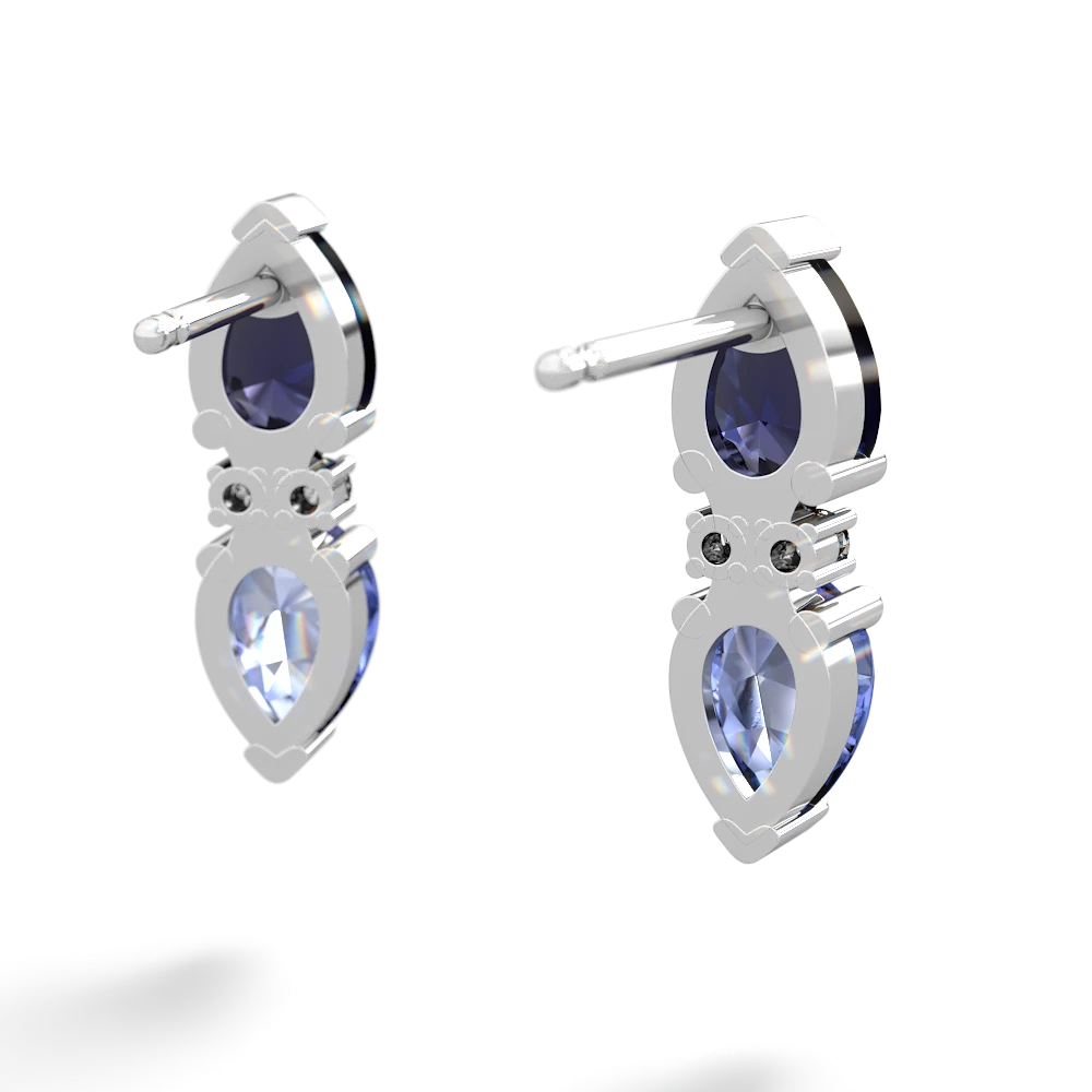 Sapphire Bowtie Drop 14K White Gold earrings E0865