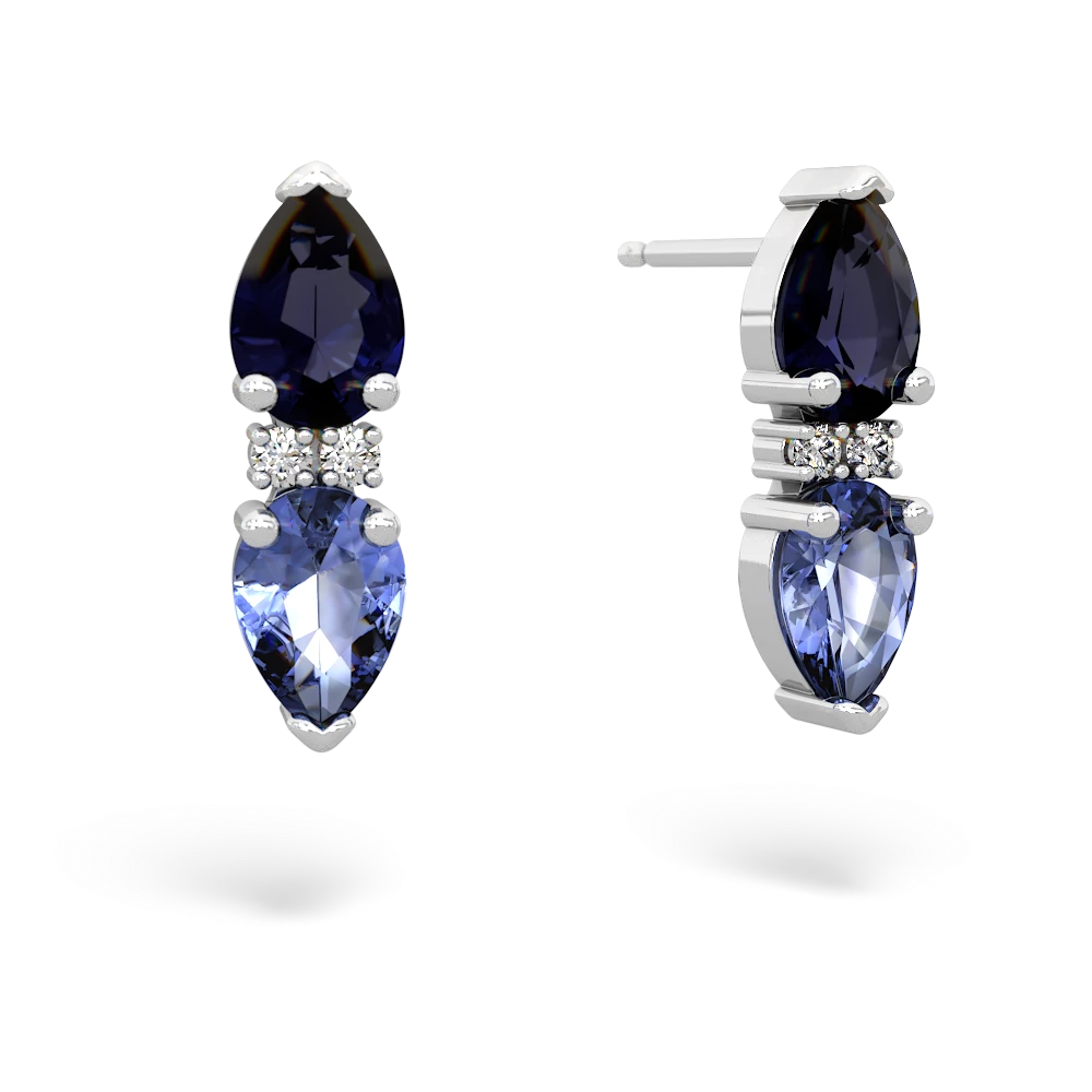 Sapphire Bowtie Drop 14K White Gold earrings E0865