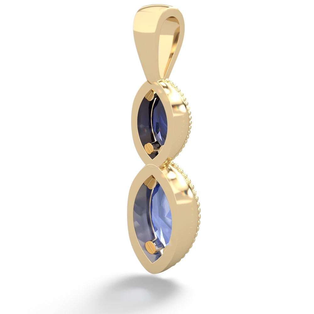 Sapphire Antique-Style Halo 14K Yellow Gold pendant P5700