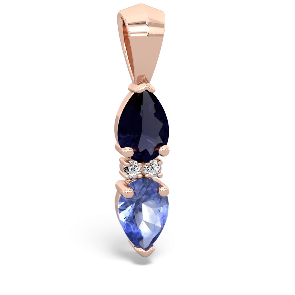 Sapphire Bowtie Drop 14K Rose Gold pendant P0865