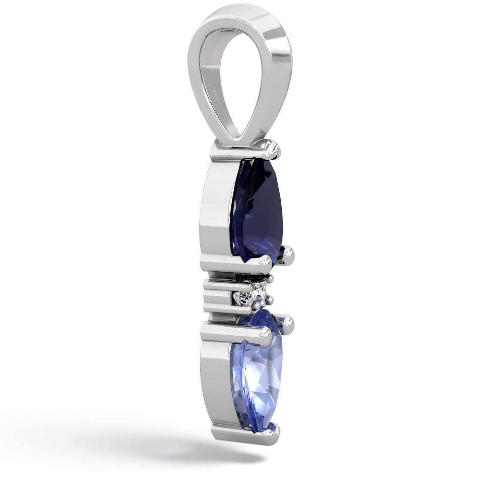 Sapphire Bowtie Drop 14K White Gold pendant P0865