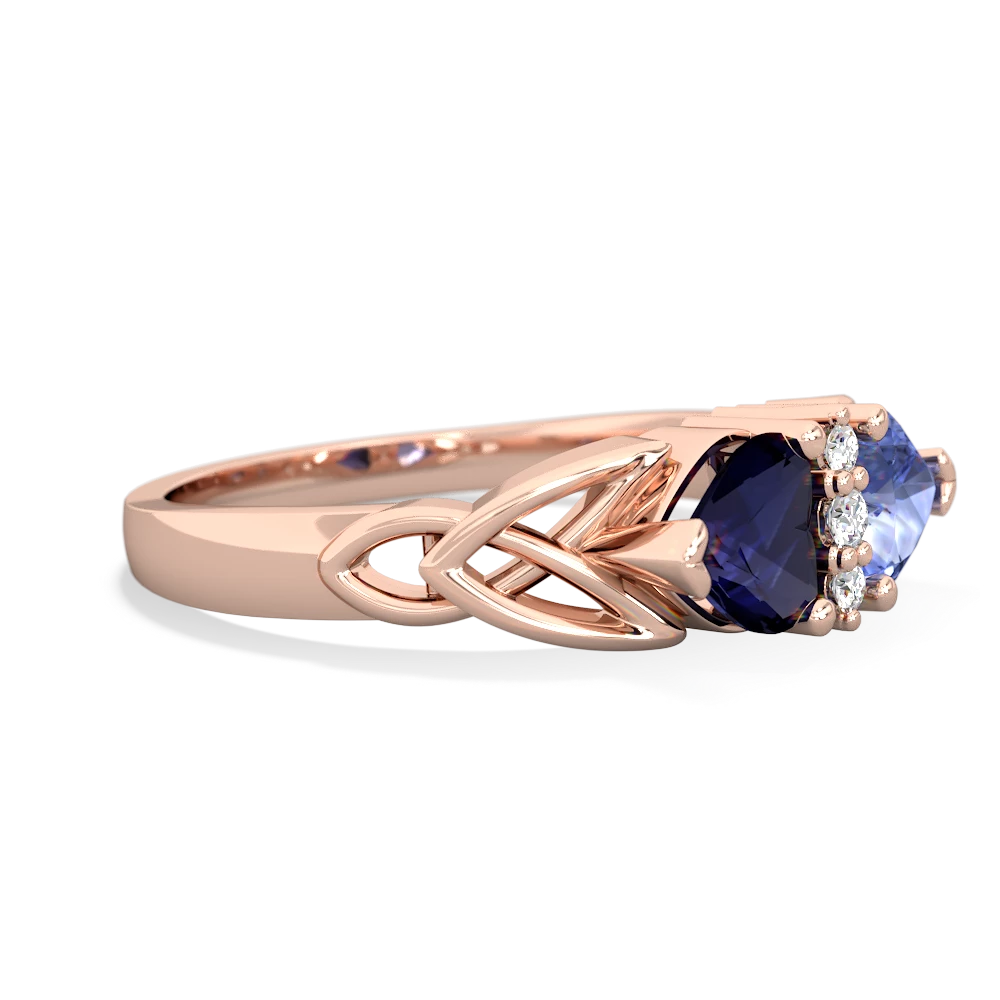 Sapphire Celtic Knot Double Heart 14K Rose Gold ring R5040