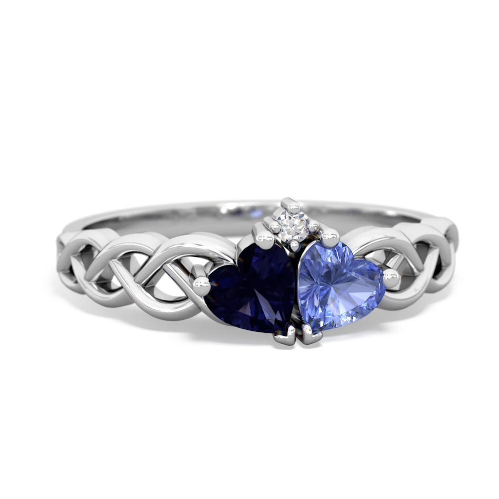 Sapphire Heart To Heart Braid 14K White Gold ring R5870