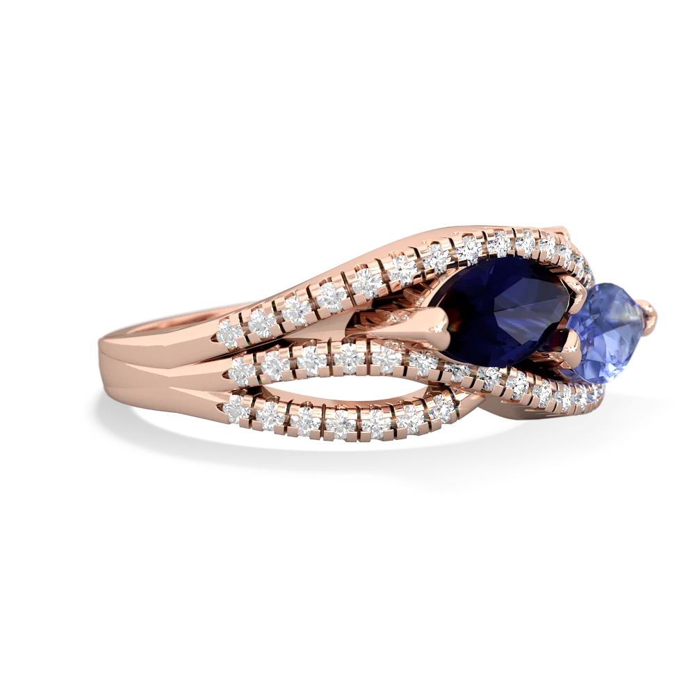 Sapphire Diamond Rivers 14K Rose Gold ring R3070