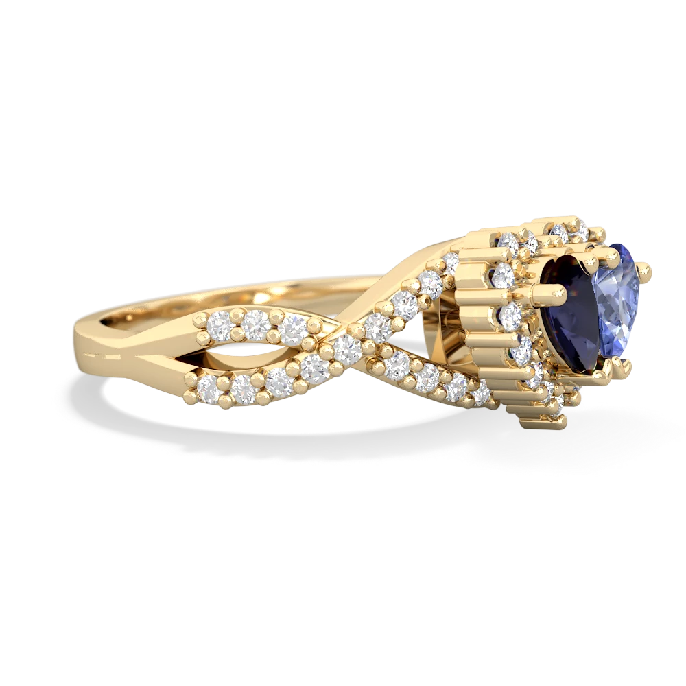 Sapphire Diamond Twist 'One Heart' 14K Yellow Gold ring R2640HRT