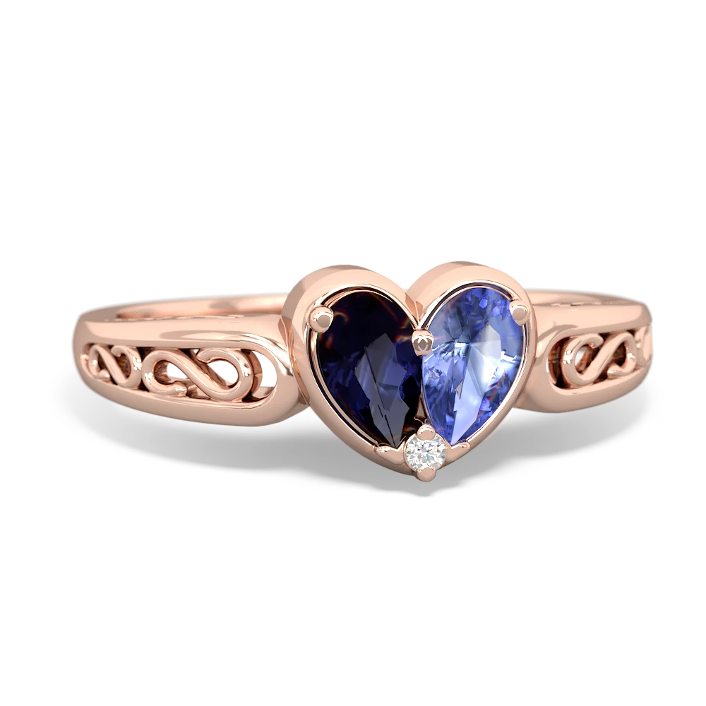 Sapphire Filligree 'One Heart' 14K Rose Gold ring R5070