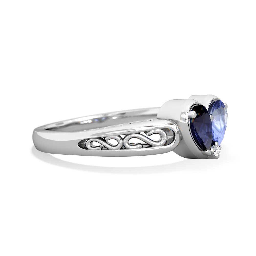 Sapphire Filligree 'One Heart' 14K White Gold ring R5070