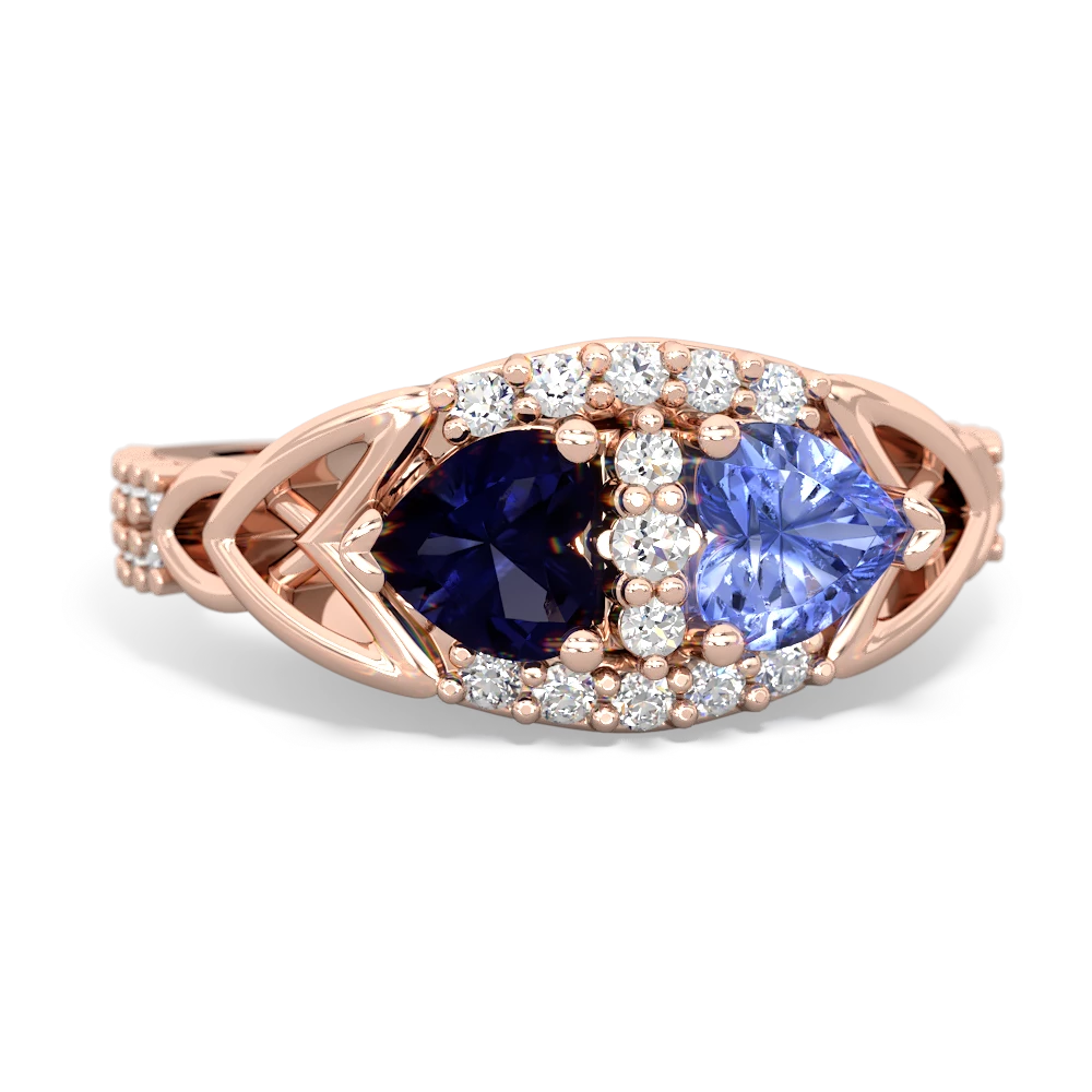 Sapphire Sparkling Celtic Knot 14K Rose Gold ring R2645