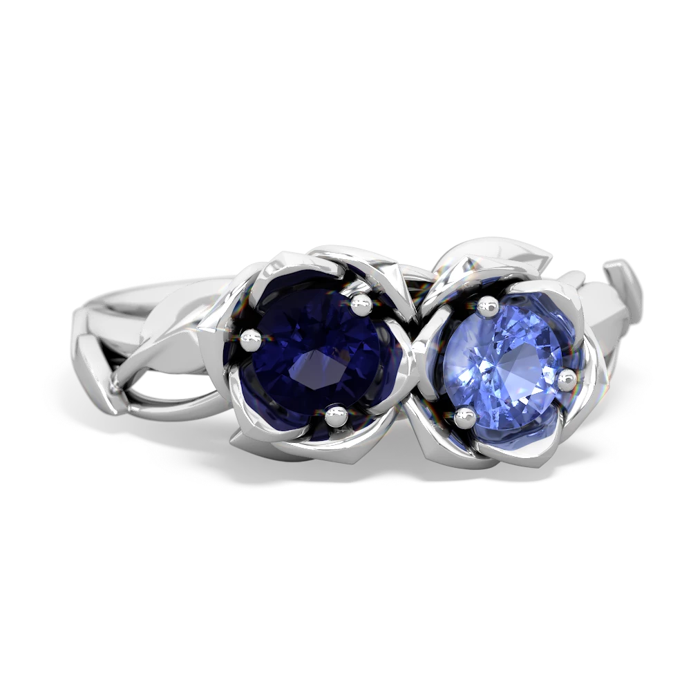 Sapphire Rose Garden 14K White Gold ring R5510