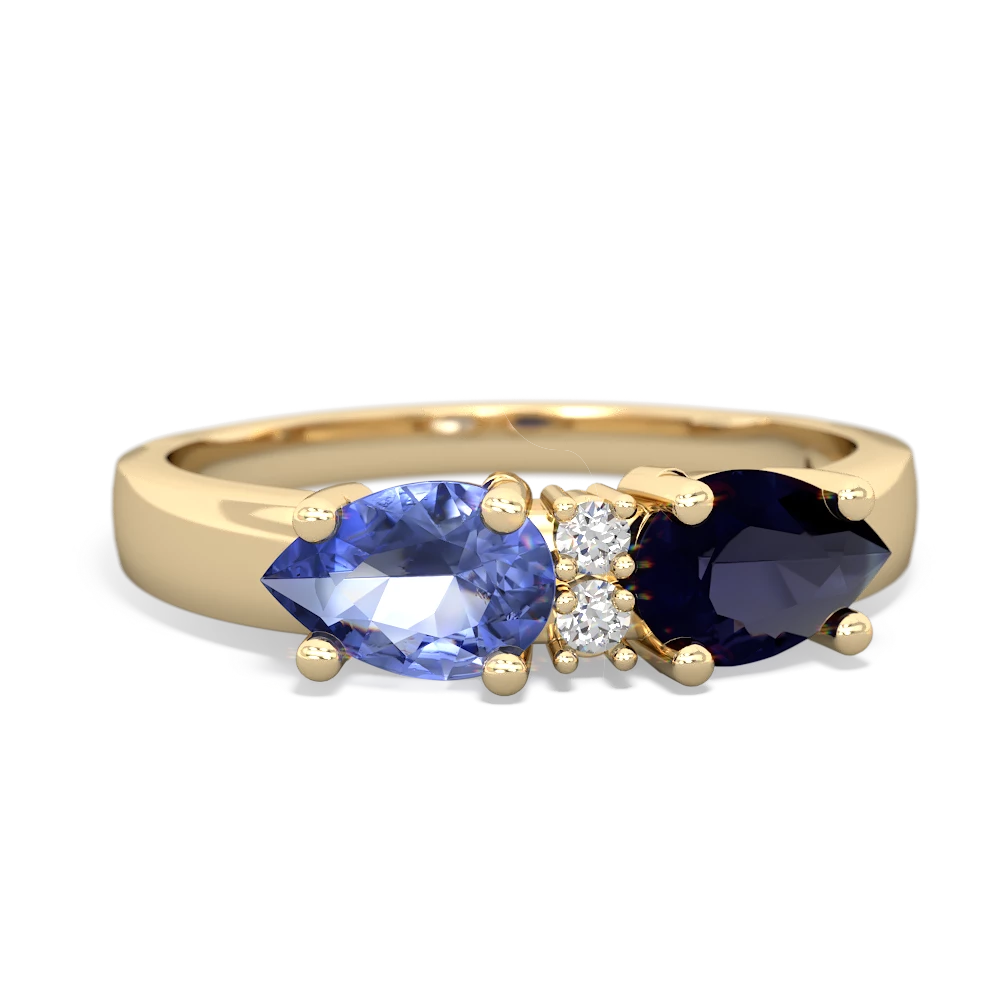 Sapphire Pear Bowtie 14K Yellow Gold ring R0865