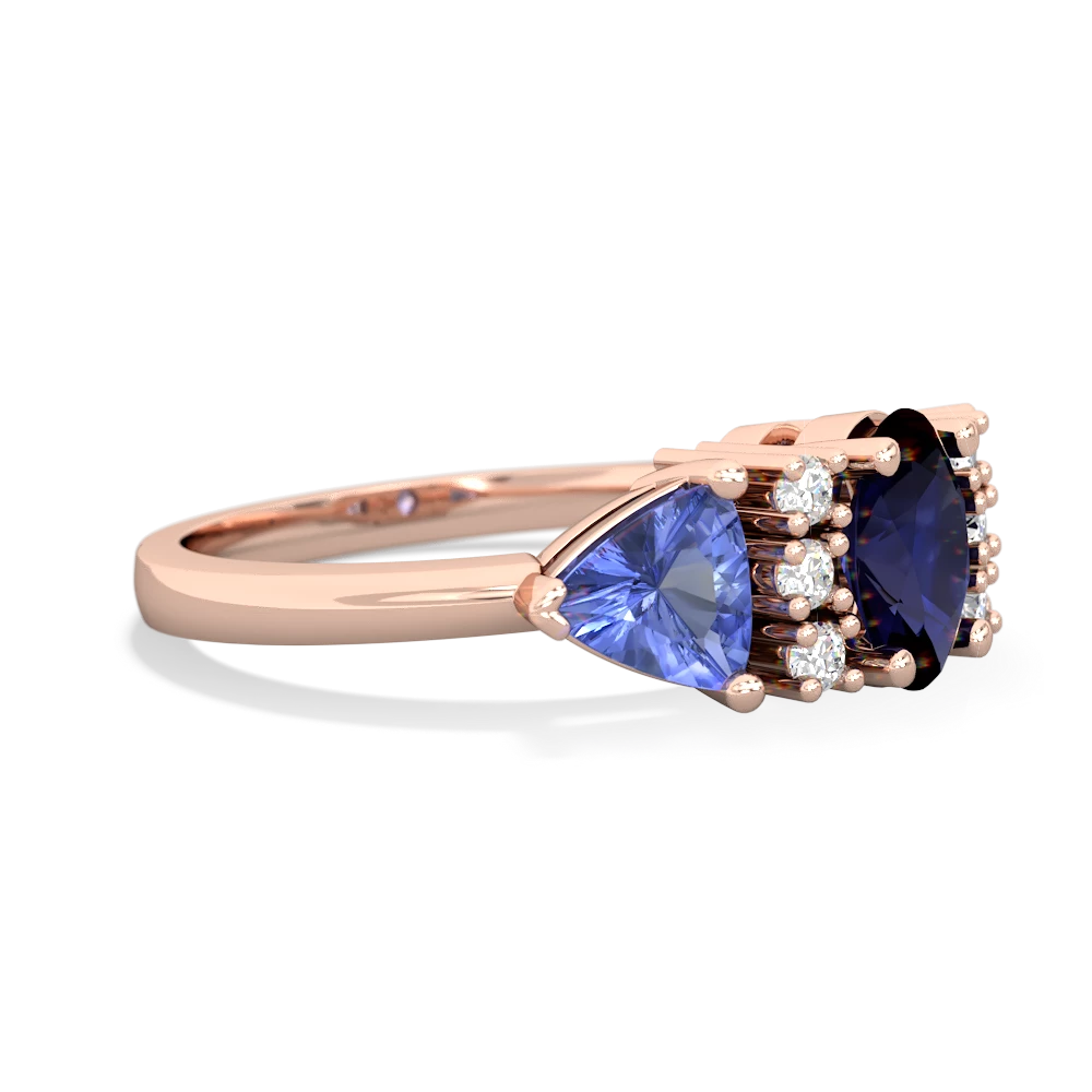 Sapphire Antique Style Three Stone 14K Rose Gold ring R2186