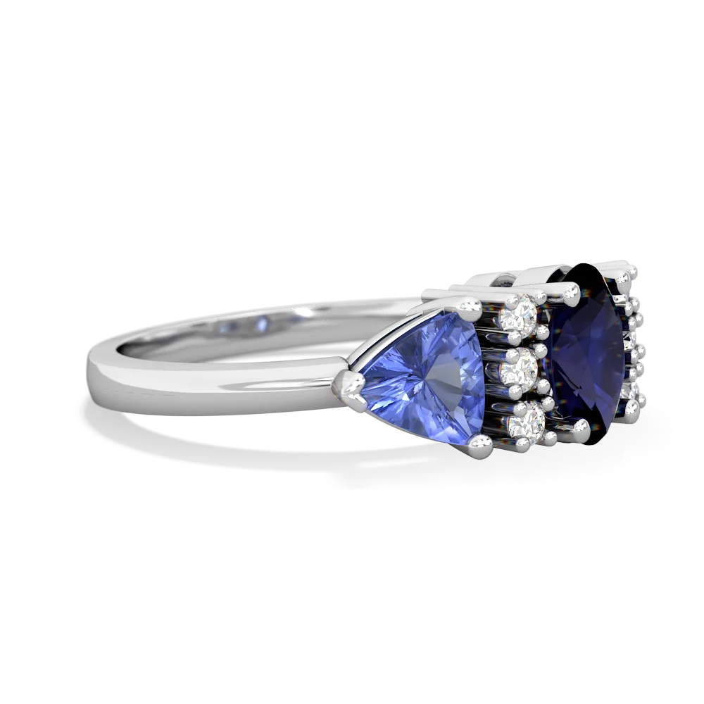 Sapphire Antique Style Three Stone 14K White Gold ring R2186