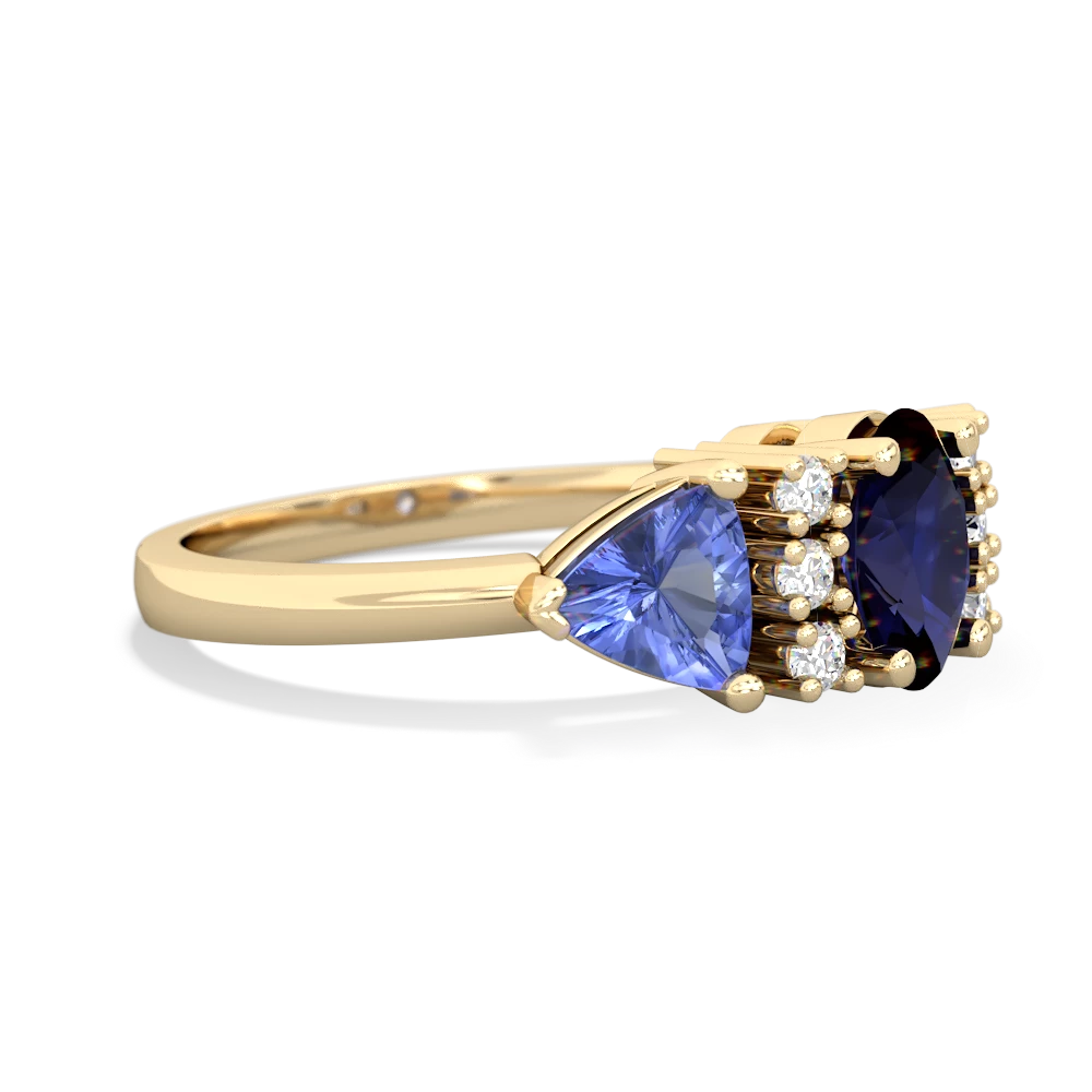 Sapphire Antique Style Three Stone 14K Yellow Gold ring R2186