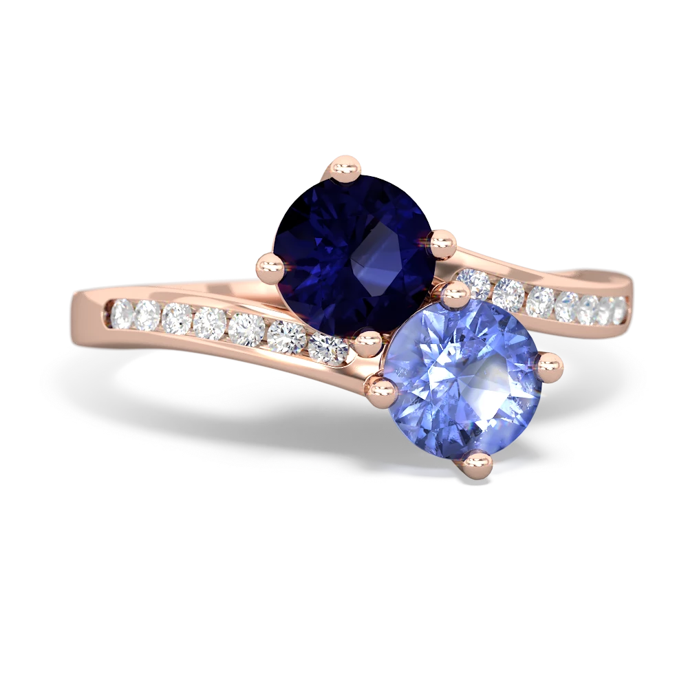 Sapphire Channel Set Two Stone 14K Rose Gold ring R5303