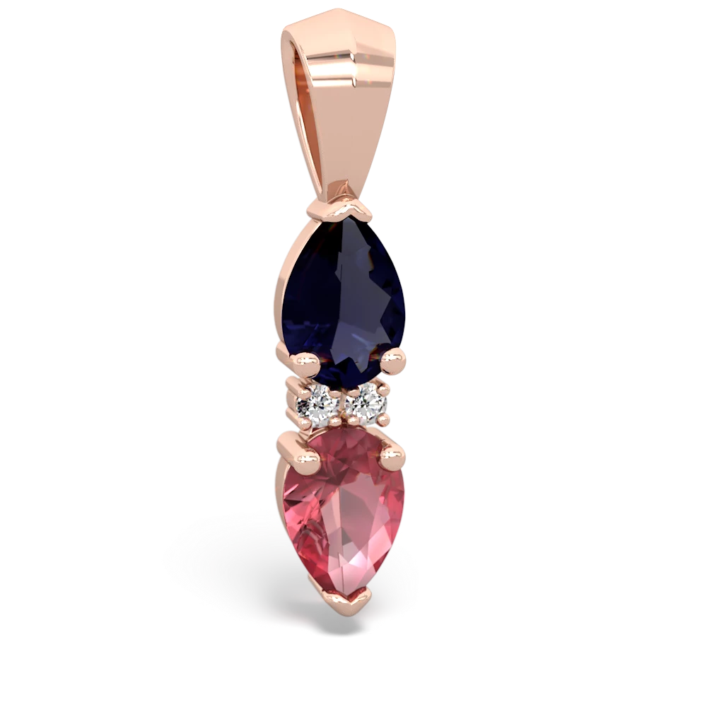 Sapphire Bowtie Drop 14K Rose Gold pendant P0865